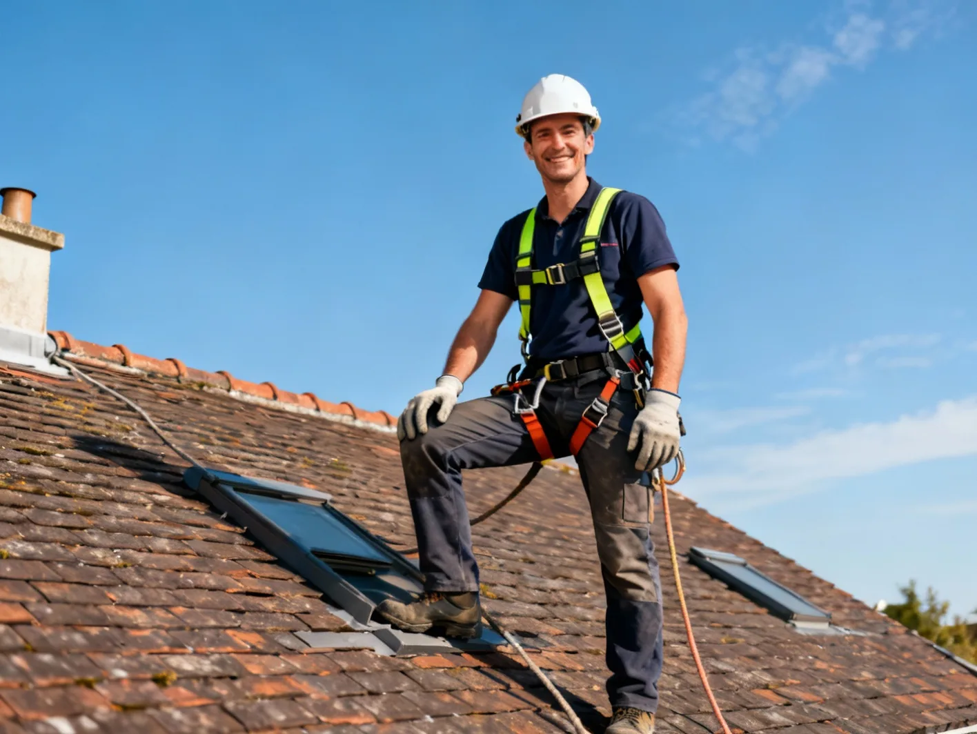 Artisan couvreur Boutantin au travail sur une toiture a Dunkerque