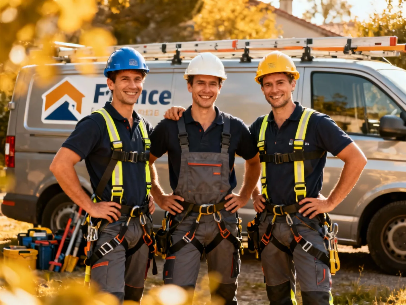 Equipe de couvreurs professionnels